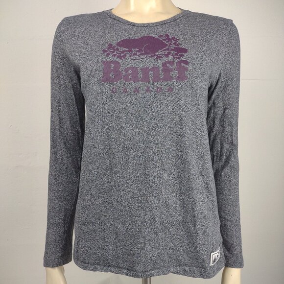 Roots Canada gray Banff National park crew neck pullover t-shirt ladies Small - Picture 1 of 9